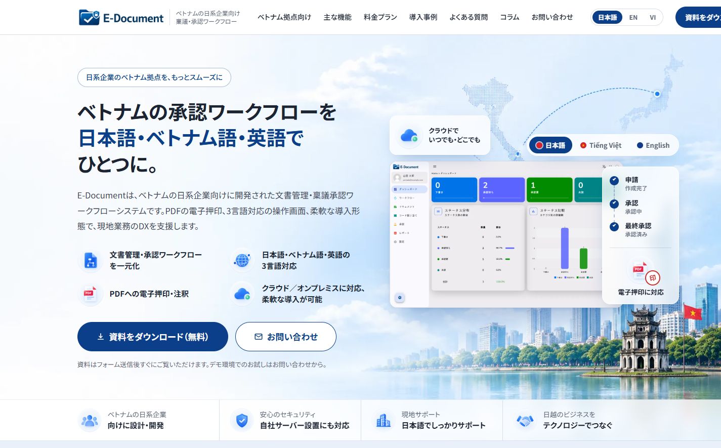 E-Document のWebサイトのトップページ